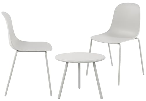 CLP 2er Sitzgruppe Mindin I Garten-Set 2X Stuhl stapelbar und 1x Tisch I Outdoor-Set wetterfest und UV-beständig I Gartenmöbel, Farbe:hellgrau CLP 2er Sitzgruppe Mindin I Garten-Set 2X Stuhl stapelbar und 1x Tisch I Outdoor-Set wetterfest und UV-beständig I Gartenmöbel, Farbe:hellgrau von CLP