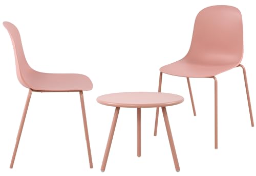 CLP 2er Sitzgruppe Mindin I Garten-Set 2X Stuhl stapelbar und 1x Tisch I Outdoor-Set wetterfest und UV-beständig I Gartenmöbel, Farbe:pink CLP 2er Sitzgruppe Mindin I Garten-Set 2X Stuhl stapelbar und 1x Tisch I Outdoor-Set wetterfest und UV-beständig I Gartenmöbel, Farbe:pink von CLP