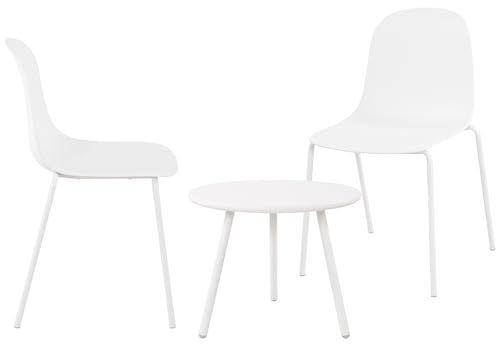 CLP 2er Sitzgruppe Mindin I Garten-Set 2X Stuhl stapelbar und 1x Tisch I Outdoor-Set wetterfest und UV-beständig I Gartenmöbel, Farbe:weiß CLP 2er Sitzgruppe Mindin I Garten-Set 2X Stuhl stapelbar und 1x Tisch I Outdoor-Set wetterfest und UV-beständig I Gartenmöbel, Farbe:weiß von CLP