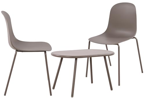 CLP 2er Sitzgruppe Veldin I Garten-Set 2X Stuhl stapelbar und 1x Tisch I Outdoor-Set wetterfest und UV-beständig I Gartenmöbel, Farbe:Taupe CLP 2er Sitzgruppe Veldin I Garten-Set 2X Stuhl stapelbar und 1x Tisch I Outdoor-Set wetterfest und UV-beständig I Gartenmöbel, Farbe:Taupe von CLP
