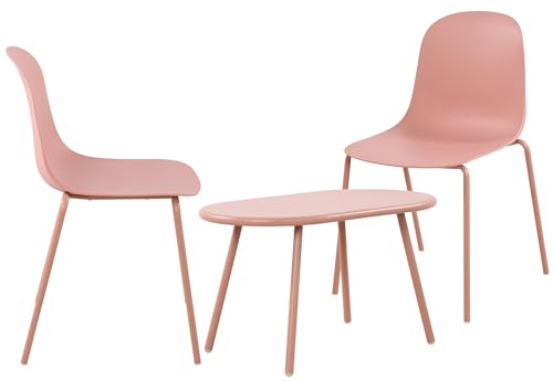CLP 2er Sitzgruppe Veldin I Garten-Set 2X Stuhl stapelbar und 1x Tisch I Outdoor-Set wetterfest und UV-beständig I Gartenmöbel, Farbe:pink CLP 2er Sitzgruppe Veldin I Garten-Set 2X Stuhl stapelbar und 1x Tisch I Outdoor-Set wetterfest und UV-beständig I Gartenmöbel, Farbe:pink von CLP