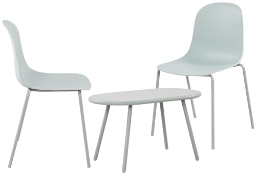 CLP 2er Sitzgruppe Veldin I Garten-Set 2X Stuhl stapelbar und 1x Tisch I Outdoor-Set wetterfest und UV-beständig I Gartenmöbel, Farbe:türkis von CLP