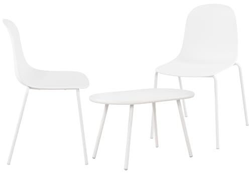 CLP 2er Sitzgruppe Veldin I Garten-Set 2X Stuhl stapelbar und 1x Tisch I Outdoor-Set wetterfest und UV-beständig I Gartenmöbel, Farbe:weiß CLP 2er Sitzgruppe Veldin I Garten-Set 2X Stuhl stapelbar und 1x Tisch I Outdoor-Set wetterfest und UV-beständig I Gartenmöbel, Farbe:weiß von CLP