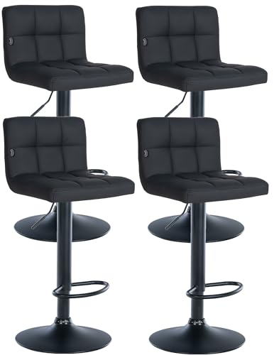 CLP 4er Set Barhocker Feni Kunstleder I Höhenverstellbarer Thekenhocker Mit Fußstütze Und Lehne I Barstuhl Mit Metallgestell, Farbe:schwarz, Material Gestell:Metall matt schwarz CLP 4er Set Barhocker Feni Kunstleder I Höhenverstellbarer Thekenhocker Mit Fußstütze Und Lehne I Barstuhl Mit Metallgestell, Farbe:schwarz, Material Gestell:Metall matt schwarz von CLP