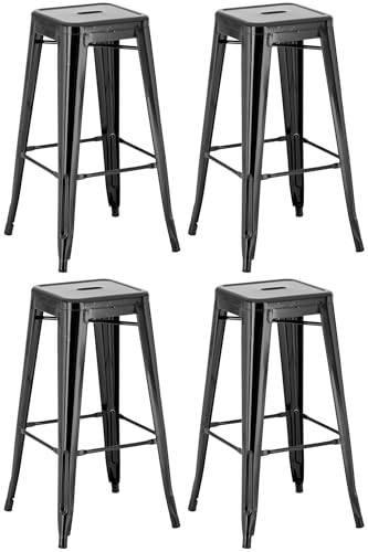 CLP 4er Set Barhocker Joshua I Stapelbare Tresenhocker aus Metall I Barstühle mit Fußstützen I Sitzhöhe 76 cm I Stapelhocker, Farbe:schwarz CLP 4er Set Barhocker Joshua I Stapelbare Tresenhocker aus Metall I Barstühle mit Fußstützen I Sitzhöhe 76 cm I Stapelhocker, Farbe:schwarz von CLP
