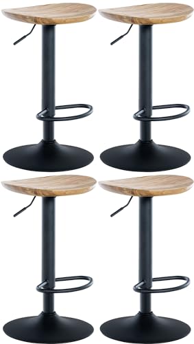 CLP 4er Set Barhocker Skelde - Höhenverstellbar Mit Fußstütze 360 Grad Drehbar - Robuster Tresenhocker Mit Holzsitz - Inklusive Bodenschoner, Farbe:Natur CLP 4er Set Barhocker Skelde - Höhenverstellbar Mit Fußstütze 360 Grad Drehbar - Robuster Tresenhocker Mit Holzsitz - Inklusive Bodenschoner, Farbe:Natur von CLP
