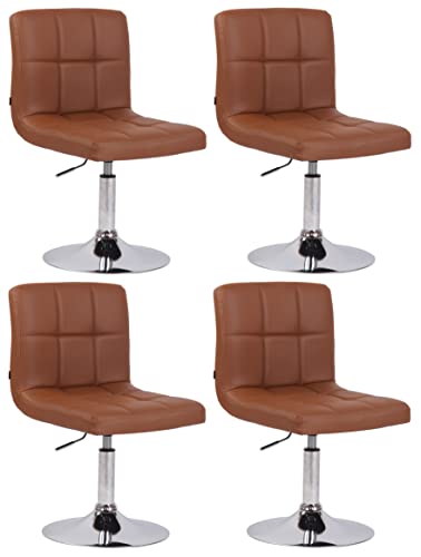 CLP 4er Set Drehstühle Palma V2 Mit Hochwertiger Polsterung Und Kunstlederbezug I Drehbare Höhenverstellbare Esszimmerstühle, Farbe:Hellbraun von CLP