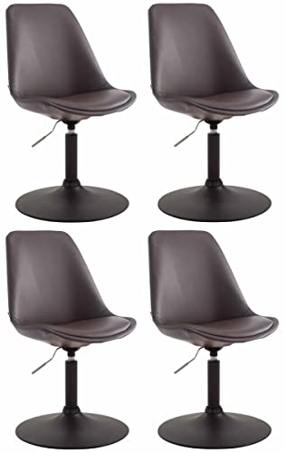 CLP 4er Set Esszimmerstühle Maverick Kunstleder I höhenverstellbare Lehnstühle I Drehstühle Mit Trompetenfuß, Farbe:braun, Gestell Farbe:schwarz von CLP