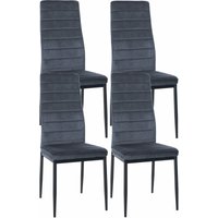 4er Set Esszimmerstühle Mayfair hellgrau Samt von CLP