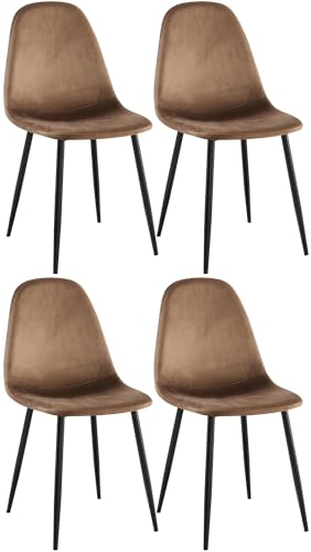 CLP Esszimmerstühle 4er Set Napier, Bequeme Küchenstühle gepolstert, Polsterstühle Esszimmer mit Rückenlehne, bis 150 kg belastbar, Farbe:braun, Material:Samt CLP Esszimmerstühle 4er Set Napier, Bequeme Küchenstühle gepolstert, Polsterstühle Esszimmer mit Rückenlehne, bis 150 kg belastbar, Farbe:braun, Material:Samt von CLP