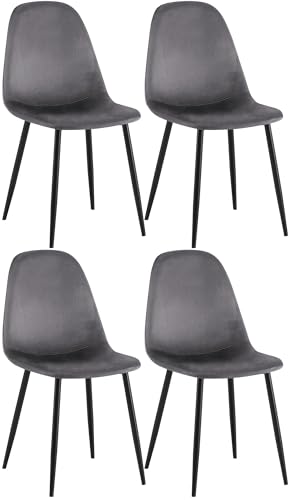 CLP Esszimmerstühle 4er Set Napier, Bequeme Küchenstühle gepolstert, Polsterstühle Esszimmer mit Rückenlehne, bis 150 kg belastbar, Farbe:dunkelgrau, Material:Samt CLP Esszimmerstühle 4er Set Napier, Bequeme Küchenstühle gepolstert, Polsterstühle Esszimmer mit Rückenlehne, bis 150 kg belastbar, Farbe:dunkelgrau, Material:Samt von CLP