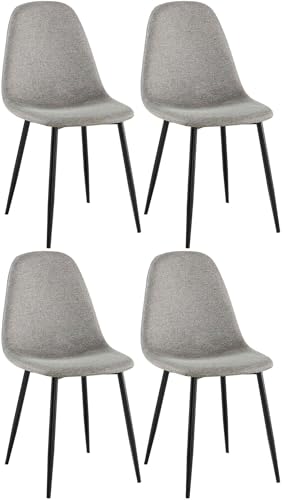 CLP Esszimmerstühle 4er Set Napier, Bequeme Küchenstühle gepolstert, Polsterstühle Esszimmer mit Rückenlehne, bis 150 kg belastbar, Farbe:hellgrau, Material:Stoff von CLP