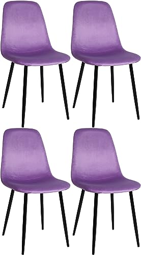 CLP 4er Set Esszimmerstühle Napier I Stoff I Kunstleder I Samt I Metallgestell, Farbe:lila, Material:Samt CLP 4er Set Esszimmerstühle Napier I Stoff I Kunstleder I Samt I Metallgestell, Farbe:lila, Material:Samt von CLP