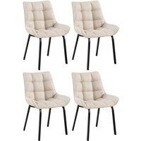 CLP - 4er Set Esszimmerstuhl Saranda Stoff elfenbein schwarz von CLP