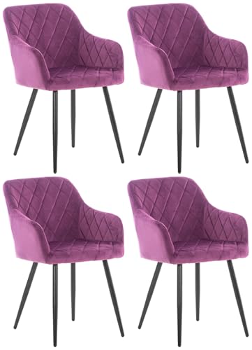 CLP 4er Set Esszimmerstuhl Shila I Samt I Stoff I Gesteppt I Mit Bodenschonern, Farbe:lila, Material:Samt CLP 4er Set Esszimmerstuhl Shila I Samt I Stoff I Gesteppt I Mit Bodenschonern, Farbe:lila, Material:Samt von CLP
