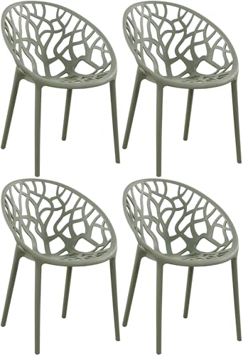 CLP 4er Set Gartenstühle Hope Kunststoff I Stapelstühle wetterfest und UV-beständig I Outdoorstühle pflegeleicht I Sessel für draußen, Farbe:Oliv CLP 4er Set Gartenstühle Hope Kunststoff I Stapelstühle wetterfest und UV-beständig I Outdoorstühle pflegeleicht I Sessel für draußen, Farbe:Oliv von CLP
