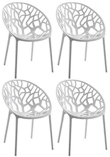 CLP 4er Set Gartenstühle Hope Kunststoff I Stapelstühle wetterfest und UV-beständig I Outdoorstühle pflegeleicht I Sessel für draußen, Farbe:hellgrau von CLP