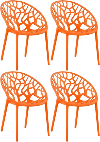 CLP 4er Set Gartenstühle Hope Kunststoff I Stapelstühle wetterfest und UV-beständig I Outdoorstühle pflegeleicht I Sessel für draußen, Farbe:orange CLP 4er Set Gartenstühle Hope Kunststoff I Stapelstühle wetterfest und UV-beständig I Outdoorstühle pflegeleicht I Sessel für draußen, Farbe:orange von CLP