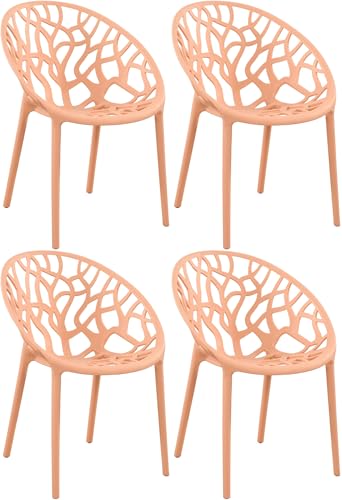 CLP 4er Set Gartenstühle Hope Kunststoff I Stapelstühle wetterfest und UV-beständig I Outdoorstühle pflegeleicht I Sessel für draußen, Farbe:pfirsich CLP 4er Set Gartenstühle Hope Kunststoff I Stapelstühle wetterfest und UV-beständig I Outdoorstühle pflegeleicht I Sessel für draußen, Farbe:pfirsich von CLP