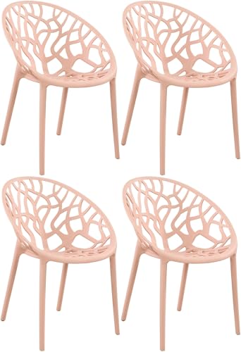 CLP 4er Set Gartenstühle Hope Kunststoff I Stapelstühle wetterfest und UV-beständig I Outdoorstühle pflegeleicht I Sessel für draußen, Farbe:rosa von CLP