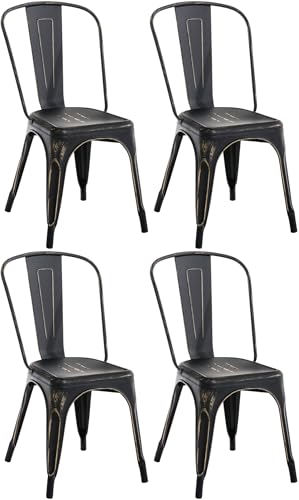CLP 4er Set Stühle Benedikt I Metallstühle stapelbar und pflegeleicht I Stapelstühle bis 200 kg belastbar I Sitzhöhe 44 cm, Farbe:schwarz-Gold CLP 4er Set Stühle Benedikt I Metallstühle stapelbar und pflegeleicht I Stapelstühle bis 200 kg belastbar I Sitzhöhe 44 cm, Farbe:schwarz-Gold von CLP