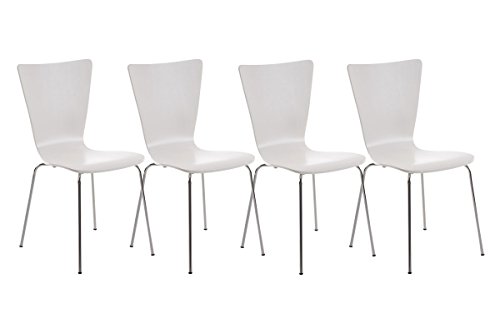 CLP 4er-Set Stapelstuhl Aaron Mit Holzsitz Und Metallgestell I 4 x Stuhl Mit Pflegeleichter Sitzfläche, Farbe:weiß CLP 4er-Set Stapelstuhl Aaron Mit Holzsitz Und Metallgestell I 4 x Stuhl Mit Pflegeleichter Sitzfläche, Farbe:weiß von CLP