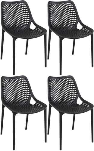 CLP 4er Set Stühle Air I Stapelbar I UV-Lichtbeständig I Wasserabweisend, Farbe:schwarz CLP 4er Set Stühle Air I Stapelbar I UV-Lichtbeständig I Wasserabweisend, Farbe:schwarz von CLP