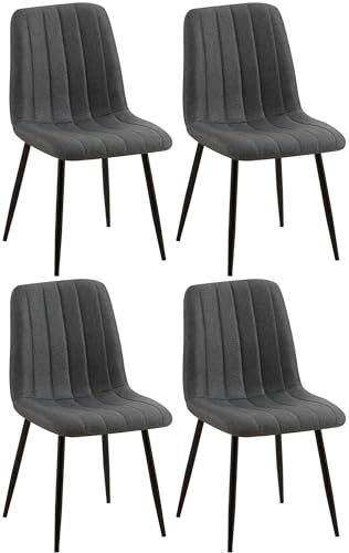 CLP 4er Set Esszimmerstuhl gepolstert Dijon, mit Ziernähten & Bodenschonern, Polsterstuhl für Esszimmer & Küche, belastbar bis 150 kg, Farbe:dunkelgrau, Material:Stoff CLP 4er Set Esszimmerstuhl gepolstert Dijon, mit Ziernähten & Bodenschonern, Polsterstuhl für Esszimmer & Küche, belastbar bis 150 kg, Farbe:dunkelgrau, Material:Stoff von CLP
