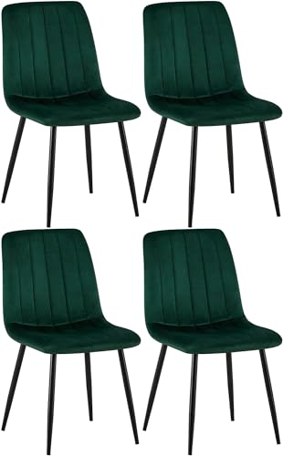 CLP 4er Set Esszimmerstuhl gepolstert Dijon, mit Ziernähten & Bodenschonern, Polsterstuhl für Esszimmer & Küche, belastbar bis 150 kg, Farbe:grün, Material:Samt CLP 4er Set Esszimmerstuhl gepolstert Dijon, mit Ziernähten & Bodenschonern, Polsterstuhl für Esszimmer & Küche, belastbar bis 150 kg, Farbe:grün, Material:Samt von CLP