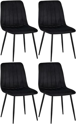 CLP 4er Set Esszimmerstuhl gepolstert Dijon, mit Ziernähten & Bodenschonern, Polsterstuhl für Esszimmer & Küche, belastbar bis 150 kg, Farbe:schwarz, Material:Samt CLP 4er Set Esszimmerstuhl gepolstert Dijon, mit Ziernähten & Bodenschonern, Polsterstuhl für Esszimmer & Küche, belastbar bis 150 kg, Farbe:schwarz, Material:Samt von CLP