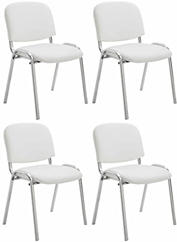 CLP 4er Set Stühle Ken Chrom Kunstleder I Gepolsterte Sitze I Stapelbar, Farbe:weiß CLP 4er Set Stühle Ken Chrom Kunstleder I Gepolsterte Sitze I Stapelbar, Farbe:weiß von CLP