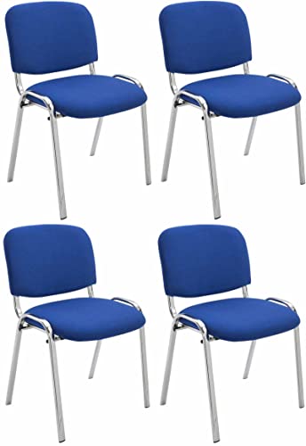 CLP 4er Set Stühle Ken Chrom Stoff I Gepolsterte Sitzfläche, Farbe:blau CLP 4er Set Stühle Ken Chrom Stoff I Gepolsterte Sitzfläche, Farbe:blau von CLP