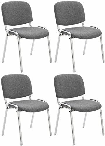 CLP 4er Set Stühle Ken Chrom Stoff I Gepolsterte Sitzfläche, Farbe:grau von CLP