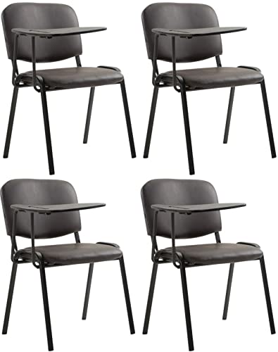 CLP 4er Set Stühle Ken Mit Klapptisch Kunstleder I Robuste Besucherstühle Mit Gepolsterter Sitzfläche, Farbe:braun von CLP