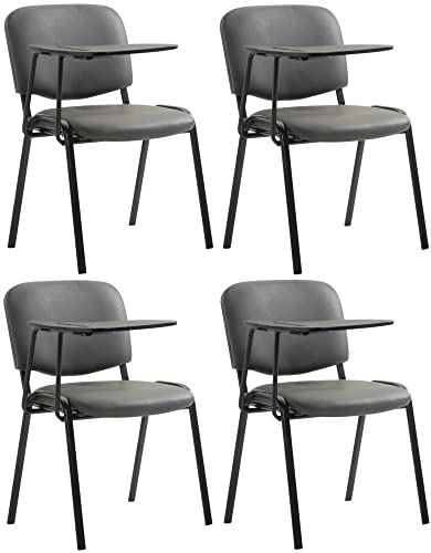 CLP 4er Set Stühle Ken Mit Klapptisch Kunstleder I Robuste Besucherstühle Mit Gepolsterter Sitzfläche, Farbe:grau von CLP