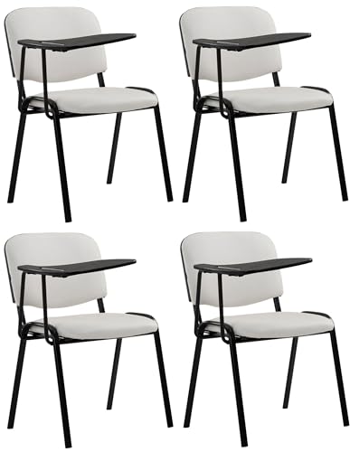 CLP 4er Set Stühle Ken Mit Klapptisch Kunstleder I Robuste Besucherstühle Mit Gepolsterter Sitzfläche, Farbe:weiß von CLP