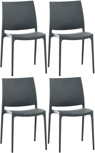 CLP 4er Set Stühle Maya I Wetterbeständige Stapelstühle bis zu 130 kg belastbar, Farbe:dunkelgrau CLP 4er Set Stühle Maya I Wetterbeständige Stapelstühle bis zu 130 kg belastbar, Farbe:dunkelgrau von CLP