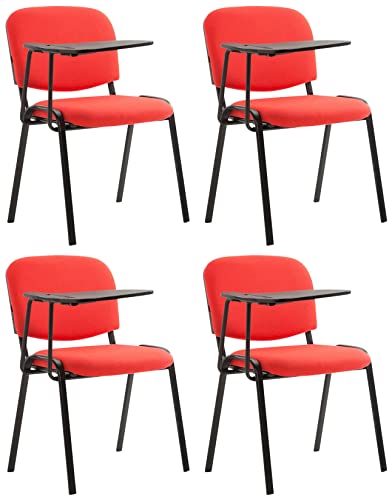 CLP 4er Set Stuhl Ken Mit Klapptisch Stoff I Gepolsterter Schulungsstuhl Mit Schreibtafel, Farbe:rot von CLP