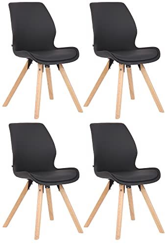 CLP 4er Set Stuhl Luna Kunststoff I Stoff I Samt I Kunstleder I Lehnstuhl mit Holzgestell, Farbe:schwarz, Material:Kunstleder von CLP
