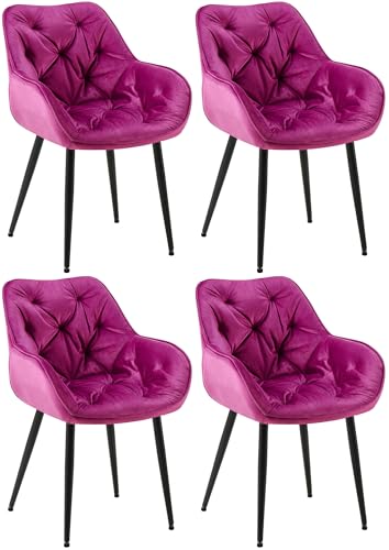 CLP 4er Set Stuhl Tanna Samt I Gesteppter Polsterstuhl I Esszimmerstuhl Mit Bodenschonern, Farbe:lila CLP 4er Set Stuhl Tanna Samt I Gesteppter Polsterstuhl I Esszimmerstuhl Mit Bodenschonern, Farbe:lila von CLP