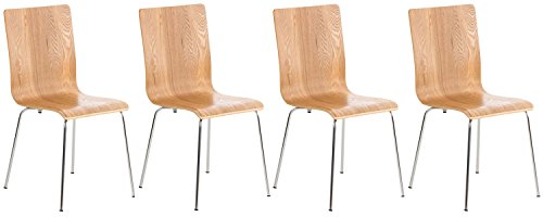 CLP 4er-Set Wartezimmerstuhl Pepe mit ergonomisch geformten Holzsitz und Metallgestell I 4X Konferenzstuhl erhältlich, Farbe:Eiche CLP 4er-Set Wartezimmerstuhl Pepe mit ergonomisch geformten Holzsitz und Metallgestell I 4X Konferenzstuhl erhältlich, Farbe:Eiche von CLP