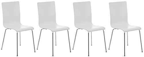 CLP 4er-Set Wartezimmerstuhl Pepe mit ergonomisch geformten Holzsitz und Metallgestell I 4X Konferenzstuhl erhältlich, Farbe:weiß CLP 4er-Set Wartezimmerstuhl Pepe mit ergonomisch geformten Holzsitz und Metallgestell I 4X Konferenzstuhl erhältlich, Farbe:weiß von CLP