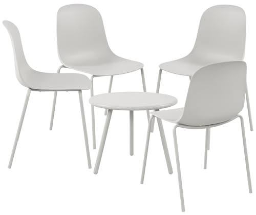 CLP 4er Sitzgruppe Mindin I Garten-Set 4X Stuhl stapelbar und 1x Tisch I Outdoor-Set wetterfest und UV-beständig I Gartenmöbel, Farbe:hellgrau CLP 4er Sitzgruppe Mindin I Garten-Set 4X Stuhl stapelbar und 1x Tisch I Outdoor-Set wetterfest und UV-beständig I Gartenmöbel, Farbe:hellgrau von CLP