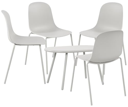 CLP 4er Sitzgruppe Veldin I Garten-Set 4X Stuhl stapelbar und 1x Tisch I Outdoor-Set wetterfest und UV-beständig I Gartenmöbel, Farbe:hellgrau CLP 4er Sitzgruppe Veldin I Garten-Set 4X Stuhl stapelbar und 1x Tisch I Outdoor-Set wetterfest und UV-beständig I Gartenmöbel, Farbe:hellgrau von CLP