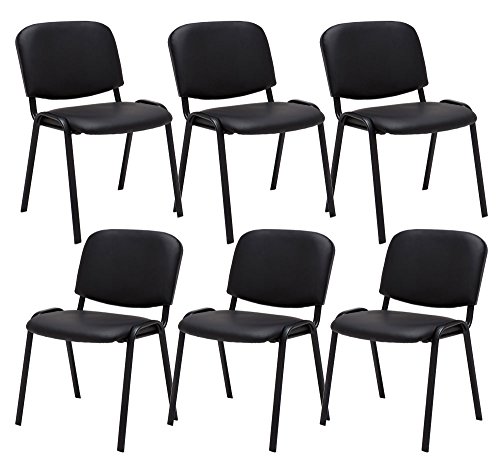 CLP 6er Set Besucherstuhl Ken Kunstleder I Stapelstuhl Mit Robustem Metallgestell I Polsterstuhl Mit Rückenlehne, Farbe:schwarz CLP 6er Set Besucherstuhl Ken Kunstleder I Stapelstuhl Mit Robustem Metallgestell I Polsterstuhl Mit Rückenlehne, Farbe:schwarz von CLP