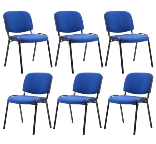 CLP 6er Set Besucherstuhl Ken Stoff I Stapelstuhl Mit Robustem Metallgestell I Polsterstuhl Mit Rückenlehne, Farbe:blau CLP 6er Set Besucherstuhl Ken Stoff I Stapelstuhl Mit Robustem Metallgestell I Polsterstuhl Mit Rückenlehne, Farbe:blau von CLP