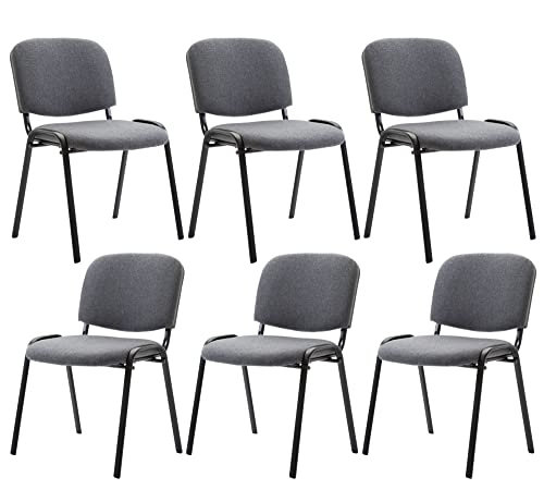 CLP 6er Set Besucherstuhl Ken Stoff I Stapelstuhl Mit Robustem Metallgestell I Polsterstuhl Mit Rückenlehne, Farbe:grau CLP 6er Set Besucherstuhl Ken Stoff I Stapelstuhl Mit Robustem Metallgestell I Polsterstuhl Mit Rückenlehne, Farbe:grau von CLP