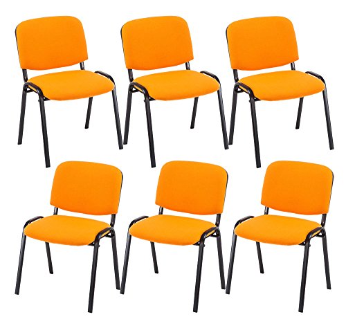CLP 6er Set Besucherstuhl Ken Stoff I Stapelstuhl Mit Robustem Metallgestell I Polsterstuhl Mit Rückenlehne, Farbe:orange CLP 6er Set Besucherstuhl Ken Stoff I Stapelstuhl Mit Robustem Metallgestell I Polsterstuhl Mit Rückenlehne, Farbe:orange von CLP