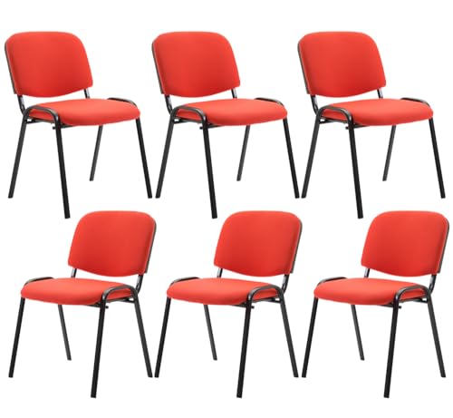 CLP 6er Set Besucherstuhl Ken Stoff I Stapelstuhl Mit Robustem Metallgestell I Polsterstuhl Mit Rückenlehne, Farbe:rot CLP 6er Set Besucherstuhl Ken Stoff I Stapelstuhl Mit Robustem Metallgestell I Polsterstuhl Mit Rückenlehne, Farbe:rot von CLP