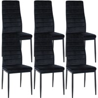 CLP - 6er Set Esszimmerstühle Mayfair schwarz Samt von CLP